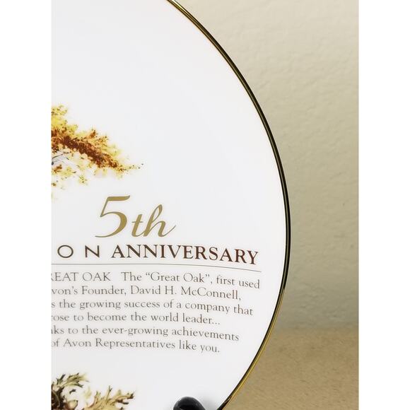 Avon 5th Fifth Anniversary Fine Porcelain 22k Gold Trim 8 1/2" Vintage - Picture 5 of 11